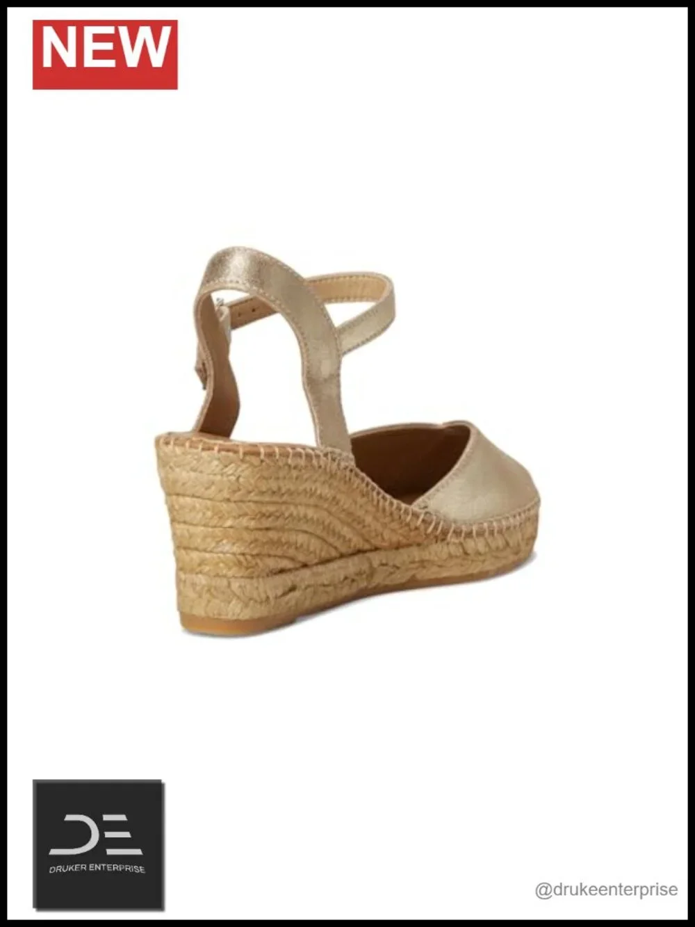 Wedge Sandals Ankle Strap Buckle Closure Leather Lining